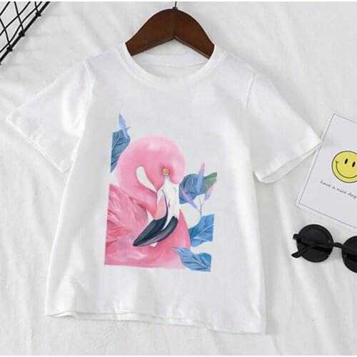 Cute Cartoon Kids Flamingo T-Shirts Short Sleeve Tops Print Kawaii Fashion Boys Girls Funny Summer Tops,YKP015