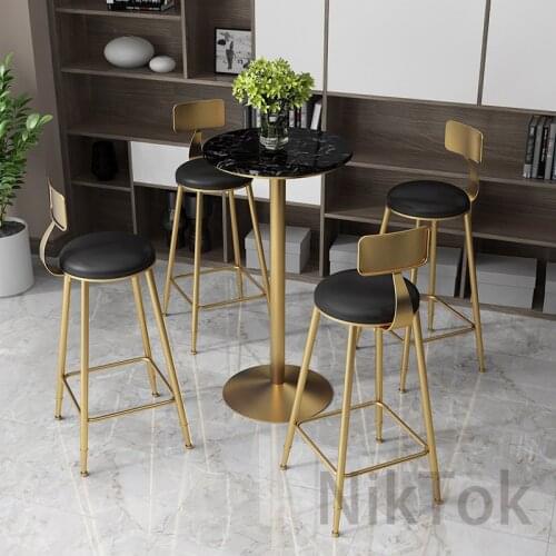 Marble high table round bar table front desk home bar round table commercial stool dessert milk tea shop table and chair L