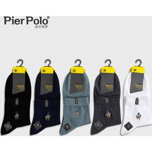 PIER POLO High Quality Silk hemp Mens Business Socks For Men Cotton Brand Socks Quick Drying Long Sock 5 Pairs Big Size