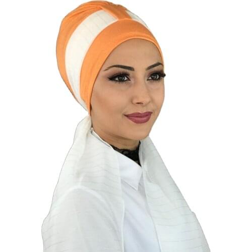 New Fashion 2021 Hijab Turban Lady Hat Seasonal Scarf Hijab Foulard Single Size Melon In Color Hijab Horsehair Bone