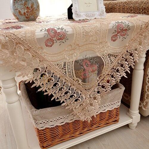New Fashion Transparent Tablecloth Glass Yarn Floret Embroidery European Style Cover Washable Table Cloth for Tea Table