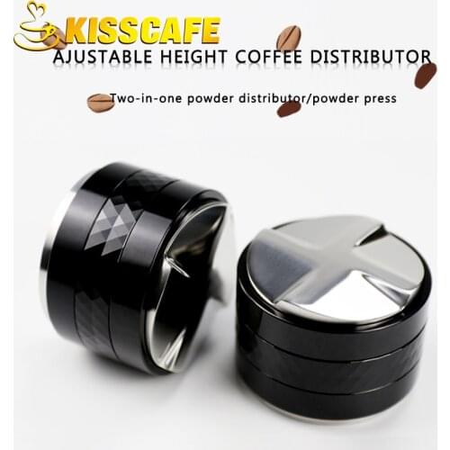 New 53MM Stainless Steel Double Head Coffee Tamper Coffee Distributor Coffee Powder Hammer Customized Coffee Accessories