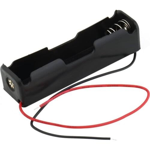 Portable Size Plastic Battery Storage Case Box Holder for 1 x 18650 Battery Black with 6 Inch Wire Leads Black Accessory