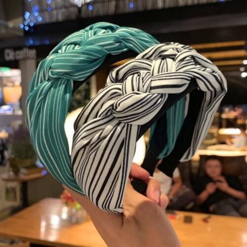 Fashion Green Headbands Women Elegant Simple Striped Braid Hairband Korea Girls Hair Accessories Autumn Winter Headband