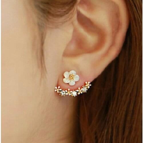 Little Daisy Flowers Stud Earrings Cubic Zirconia Earrings Ear Needle Anti-Allergic Ear Ornaments