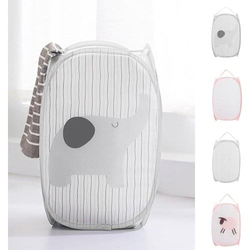 Striped Sheep Elephant Large Laundry Basket Dirty Clothes Folding Storage Bucket Large Capacity Clothes Storage Organizer