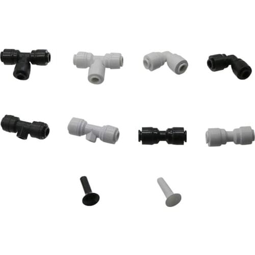 200Pcs 1/4" Slip Lock Quick Access Connector No Buckle Tee Straight Elbow Rapid Pushing in Coupling Joint Misting System Adapter