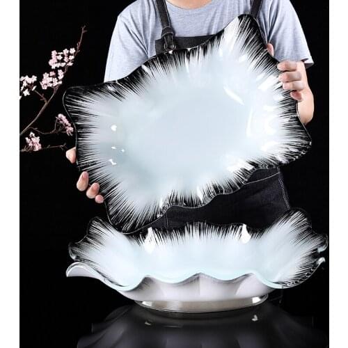 Glass sashimi special plate platter rectangular large high-end seafood pose plate salmon ice plate creative plate