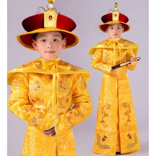 Chinese Qing Dynasty Emperor Costume Chinese Tradtional Costumes Women Queen Costume Chinese Folk Cosplay Clothing Robe +hat
