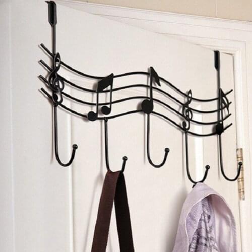 Wavy Musical Notes 5 Hooks Wall Mounted Coat Rack Clothes Door Hanger Elegant Finish Simple Design Decorative Household