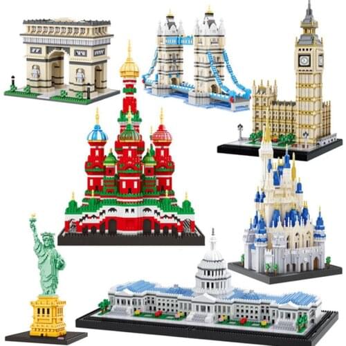 World Famous City Compatible Architecture Model mini Building Blocks Collection Toys child Gifts Balody Diamond Small Bricks