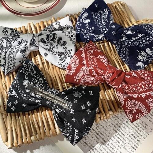 Boho Paisley Print Big Bowknot Hair Clip Women Girls Vintage Barrette Duck Clip Handmade Hair Holder Sweet Hair Pin Headwear