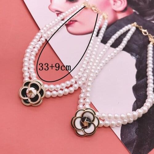 --Pearl Short Necklace Choker White Black Enamel Glaze Wedding Accessories Ins Style For Women Girl Gift