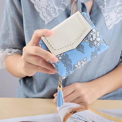 Women Wallets Small Fashion Printed Tassel Purse Women Ladies Card Bag Women Zipper Clutch Women Female Purse Money Clip Wallet