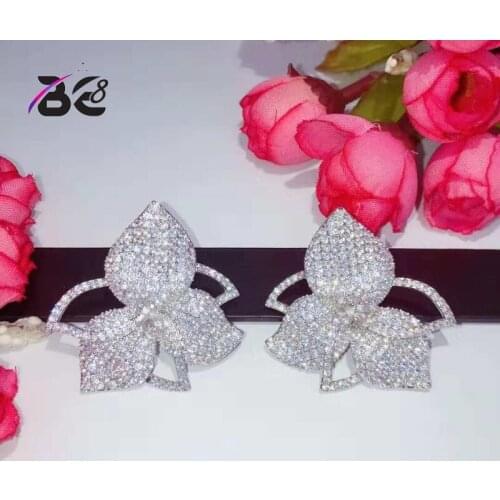 Be 8 Luxury Brand Stud Earrings Full Micro Cubic Zirconia Paved Stud Earrings Fashion Jewelry Aretes De Mujer Modernos E817