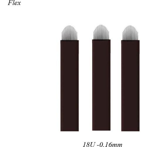 0.16mm Laminas Tebori Flex Microblading 18 U shape Tattoo needles for EyeBrow Lip Tatoo