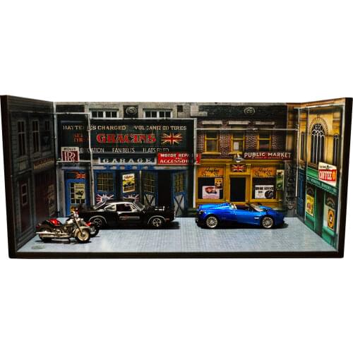 1/64 Scale Alley Street Car Scene Garage Background Board for Car Model Parking Vehicle Toys Collection Display Gifts Decoration