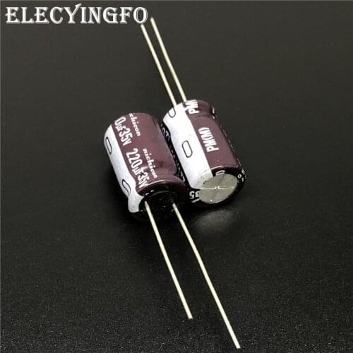 10pcs/100pcs 220uF 35V NICHICON PM Series 10x16mm 35V220uF Super Low Impedance Long Life Aluminum Electrolytic capacitor