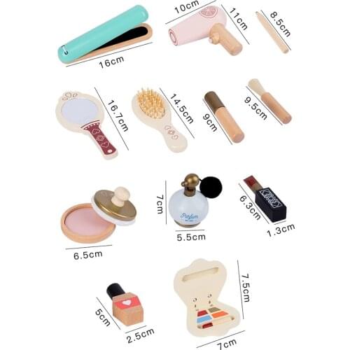 13Pcs Kids Princess Makeup Kit Toddler Beauty Comb Wooden Cosmetic Set