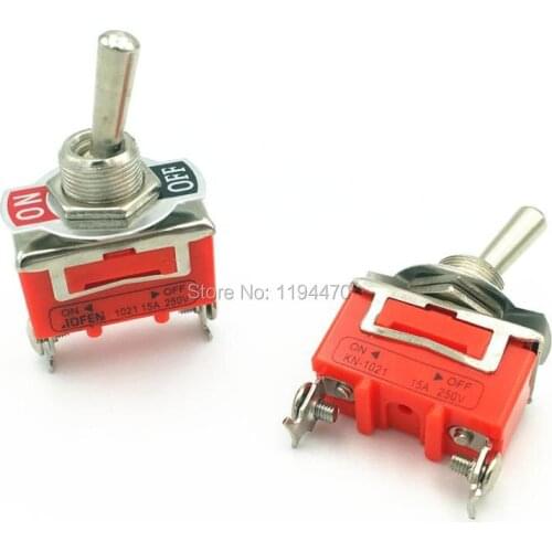 2pcs Latching Toggle Switch 1021 2-Pin 2 Position ON-OFF SPST 15A 250VAC with Waterproof Cap 12mm Mounting Hole