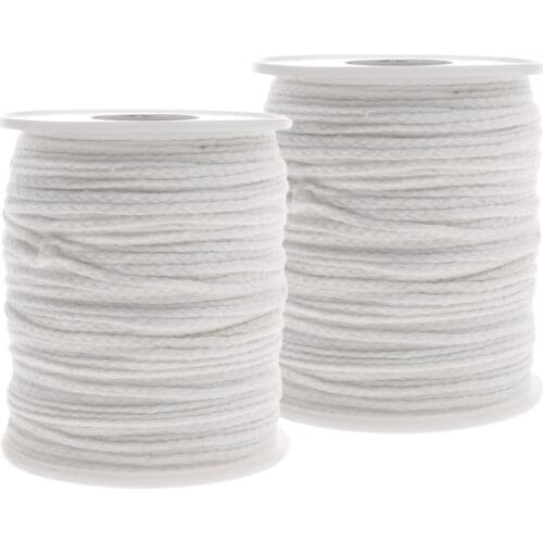 2 Rolls of Candle Wick, Flat Wick, Round Wick, Oil Lamp Wick, Spool - 61M