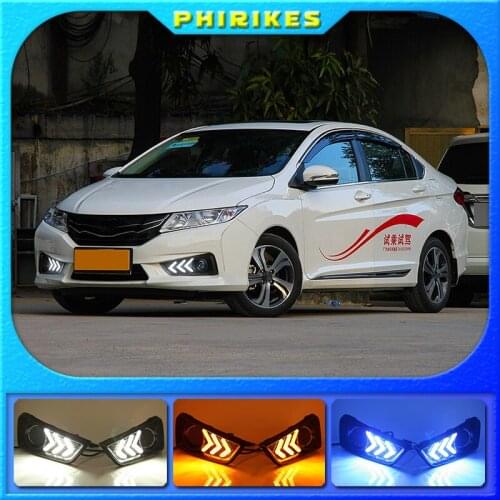 2PCS For Honda City Grace 2015 2016 Turn Yellow Signal Relay Waterproof ABS 12V Car Lamp DRL LED Daytime Running Light Fog Lamp
