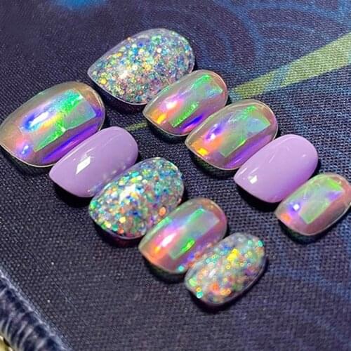 2021 New Japanese Nail Art Aurora Ice Cube Cellophane Large Colorful Transfer Paper Laser Jewelry Candy Paper DIY Nail Stickers