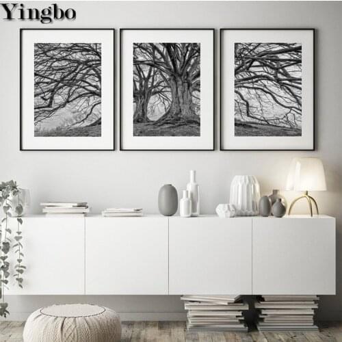 3pcs Autumn tree black and white art DIY Diamond Embroidery painting 5d Diamond Painting kits nature landscape Diamond Mosaic