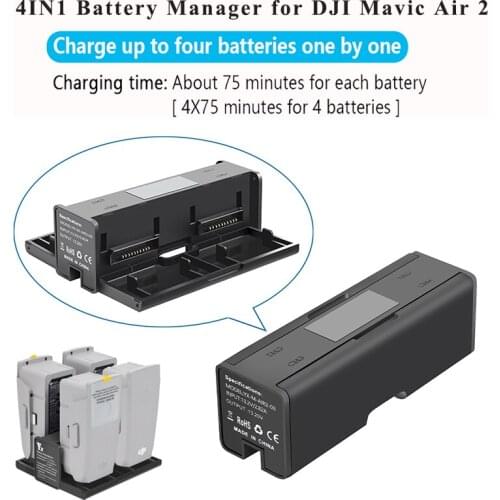 4IN1 Battery Charger Manager Portable Charging Base Parallel Extension Display Charger for DJI Mavic Air 2 Drone UAV Accessories
