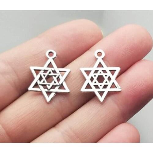 40pcs/lot--21x15mm, Antique silver plated Star Of David charms,DIY supplies,Jewelry accessories