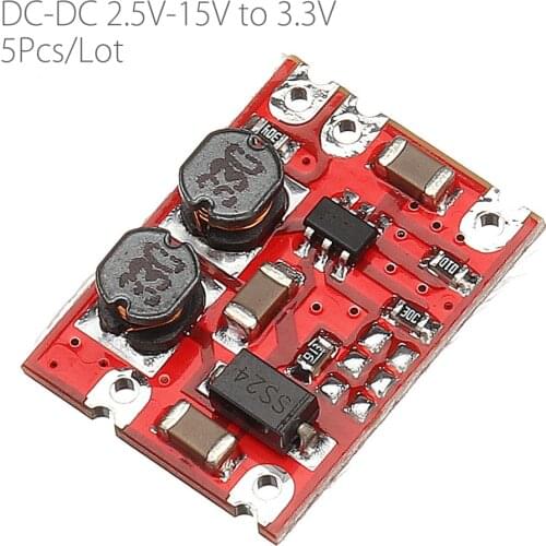 5pcs/lot DC-DC 2.5V-15V to 3.3V Fixed Output Automatic Buck Boost Step Up Step Down Power Supply Module