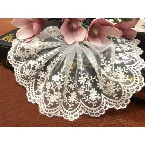 African Lace Fabric Ribbon Embroidered Lace White Stretch Handmade Accessories Sewing Materials Car Decoration Width 13cm