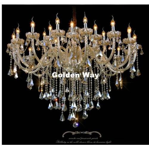 Free Shipping Champagne Crystal Chandelier Lighting Luxury E14 LED K9 Glass Chandeliers Lamp Suspended Light Lustres De Cristal