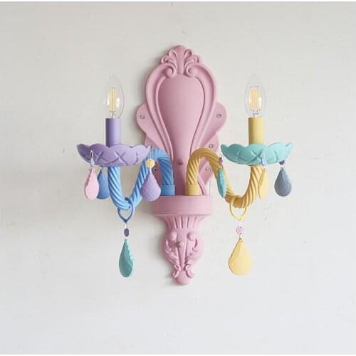 Free Shipping Modern Makaron Color Crystal Wall Lamp Crystal Wall Lamps Bedroom Headboard Bedside Lamp Wall Sconce Light Fixture