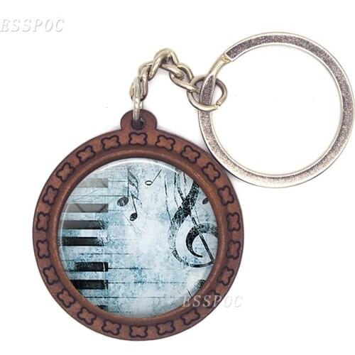 Famous Musician Pattern Brown Keychain Round Wood Accessories Fashion Gifts