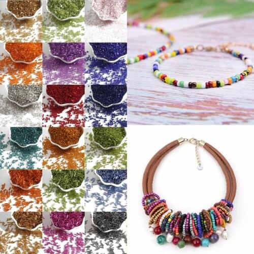2mm 15g Czech Crystal Glass Seed Beads Small Tube Spacer Beads for DIY Bracelet Necklace Earrings Kids Jewelry Making Material