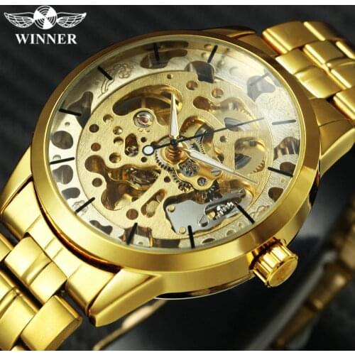 WINNER Gold Watch Men Luxury Watches Mens 2020 Automatic Mechanical Wristwatch Male Clock Top Brand Skeleton horloges mannen