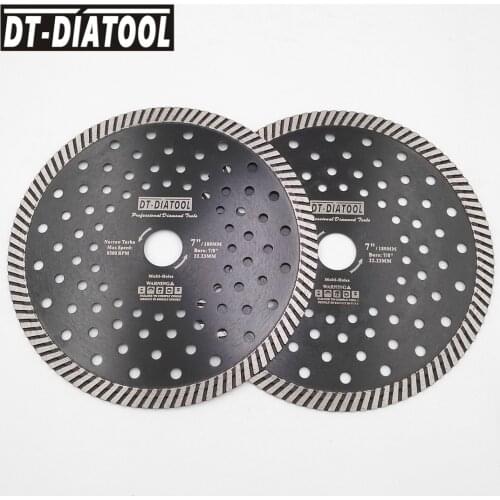 DT-DIATOOL 2pcs Dia 180mm/7 inch Diamond Hot Pressed Narrow Diamond Turbo Blade For Cutting Granite Marble Concrete Masonry