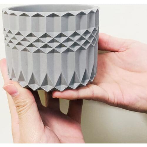 Gardening Cement Pot Mould Plant Planting Round Concrete Silicone Molds Origami Design Art Flower Pot Mold