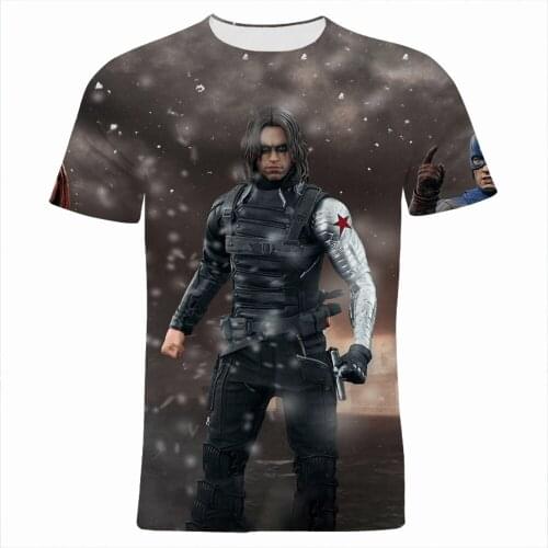 Winter Soldier Graphic T Shirts For Male Summer Marvel Hero 3D Print Womens Clothing Casual Streetwear Children Tee Shirts