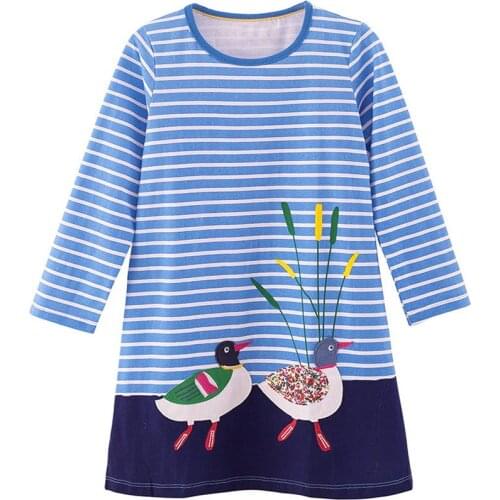 New 2021 Autume Kids Outfit Light Blue Stiped T Shirt for Girl With Animal Print Colorful Nature Size 18M 2 3 4 5 6 Years Old