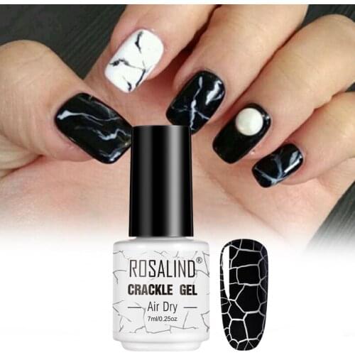 ROSALIND Crackle Gel Nail Polish Hybrid Lacquer Base Primer of Nail Gel Set For Manicure UV Led Semi Permanent Base Top Coat