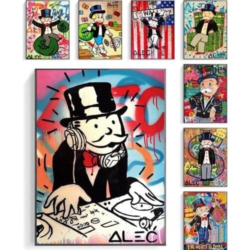 Artwork Poster Masked Monopoly Time Is Money Wall Art Canvas Prints Modern Painting Wall Picture For Living Room Home Decoration