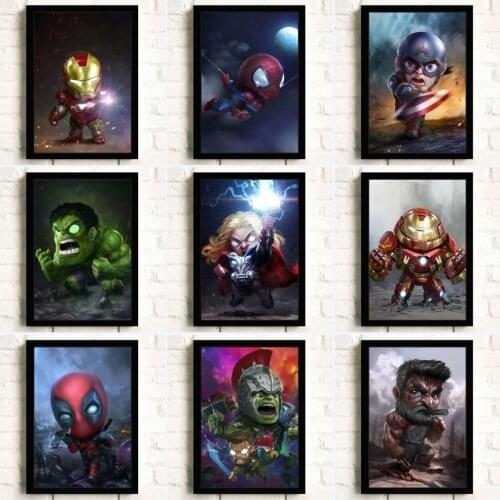 Captain America Hulk Iron Man Thor Marvel Superhero Canvas Painting Posters Baby Shower Avengers Wall Art Baby Gift Decor