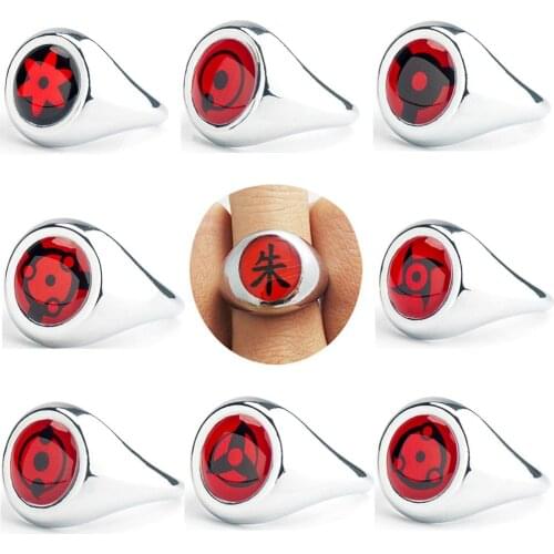 Naruto Ring Adjustable Sharingan Rings NARUTO Accessories Cosplay Anime Action Figure Akatsuki Metal Jewerly Prop Kids Toys Gift