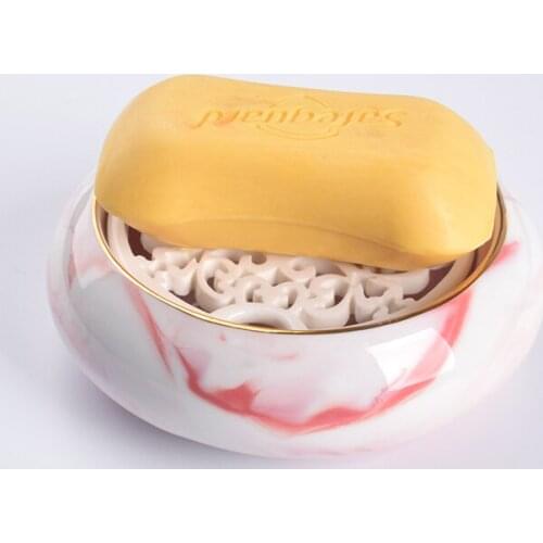 Round Double Soap Box Ceramic Bathroom Accessories Soap Dishes Holder Case Home Decoration Useful Bath Drain Cocina Accesorio