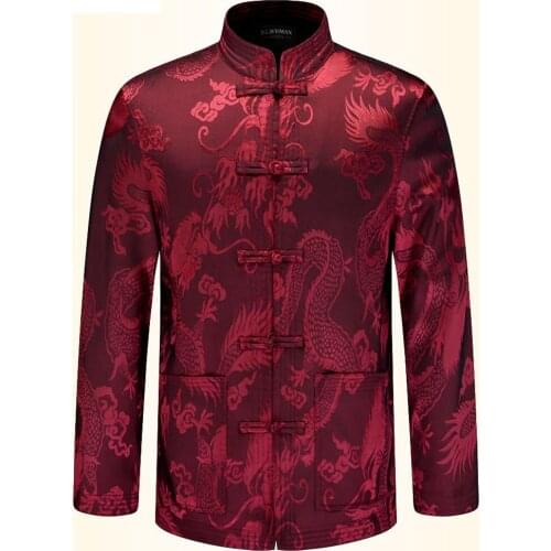 New arrived Jacket Chinese Traditional Mens Mandarin Collar Dragon Jackets Coats M L XL XXL XXXL MTJ2015076