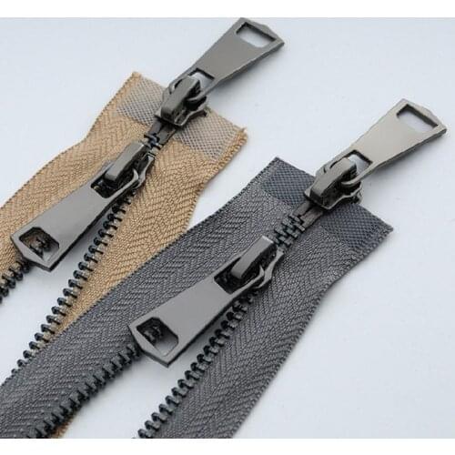 No. 5 zip Metal copper zipper Bright gun teeth high-end jacket leather clothes iron teeth double headed two-way zipper LL30