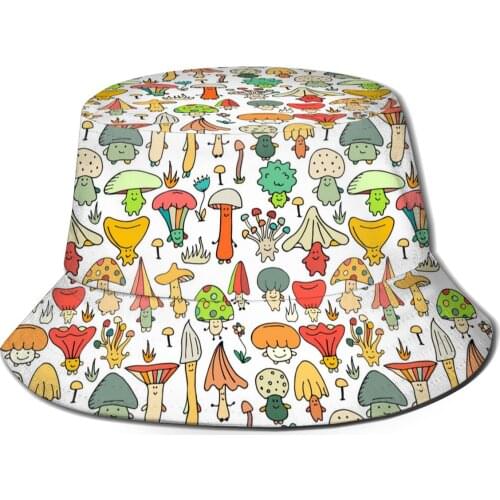 NOISYDESIGNS Fashion Mushroom Print Fishermans Caps Unisex Outdoor Bucket Hat Casual Summer New Fishing Hats Foldable Beach Cap