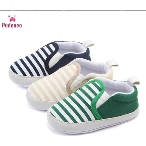 Pudcoco Baby Girls Boys First Walkers New Pram Newborn Toddler Kids Infant Striped Classic Shoes Loafers Casual Soft Shoes